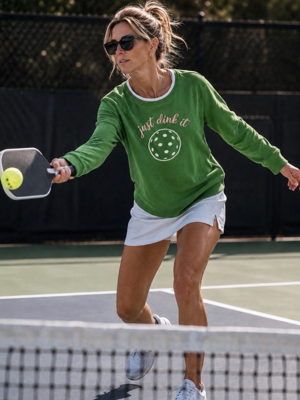 Pickleball “Just Dink It” Embroidered Jane & Delaney Women's Crewneck Sweatshirt